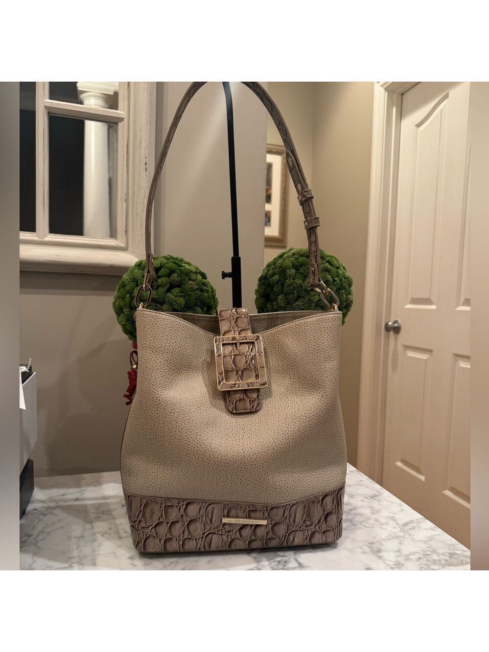 Brahmin - Celina Bucket Bag Wind Chime/Mindful Gray Marana Croc Embossed